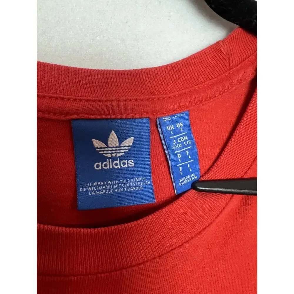 Adidas Classic Logo Short Sleeve Red T-Shirt Size Large